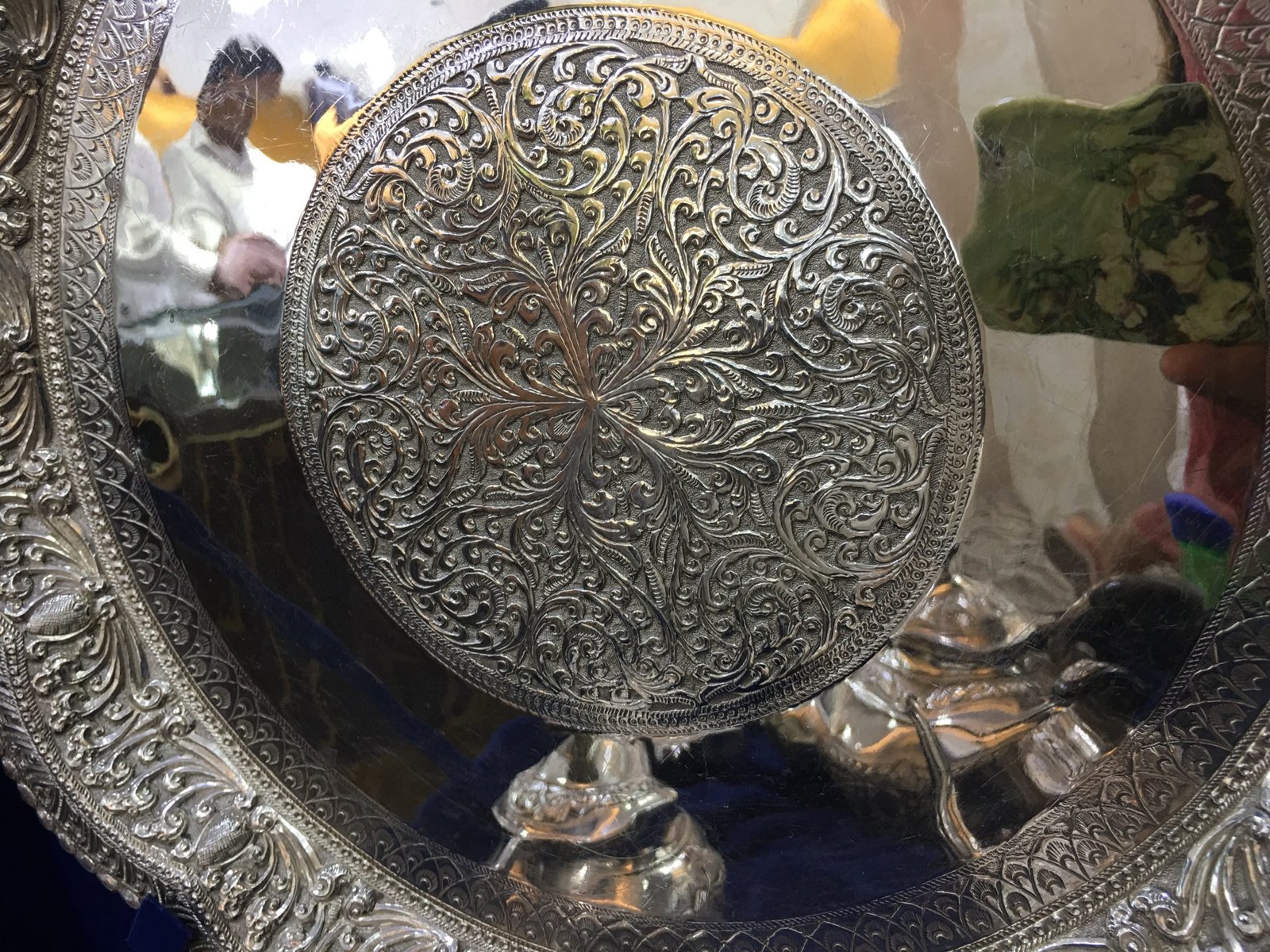 Silver mirror decoration